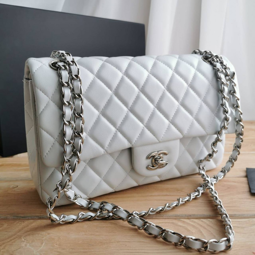 Сумка Chanel Classic 30 "White/Silver"