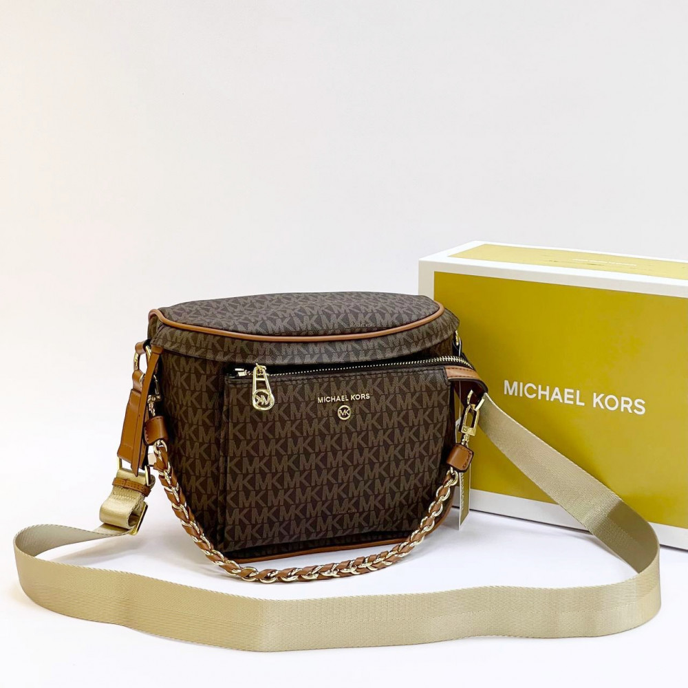 Сумка Michael Kors через плечо "Brown logo"