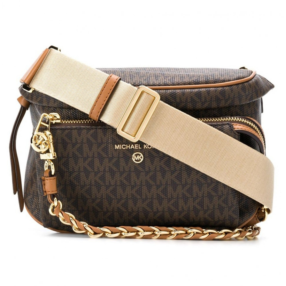 Сумка Michael Kors через плечо "Brown logo"