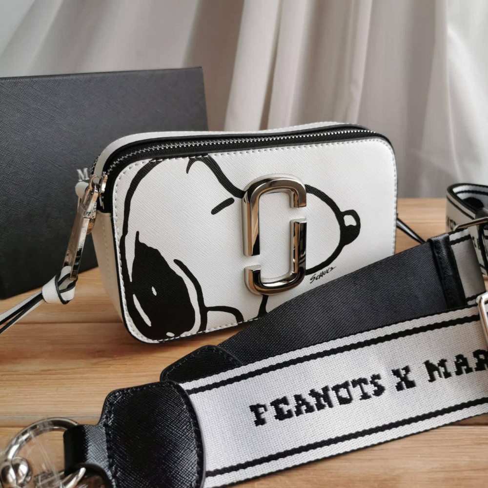 Сумка Marc Jacobs Snapshot Snoopy Peanuts "White/Black"