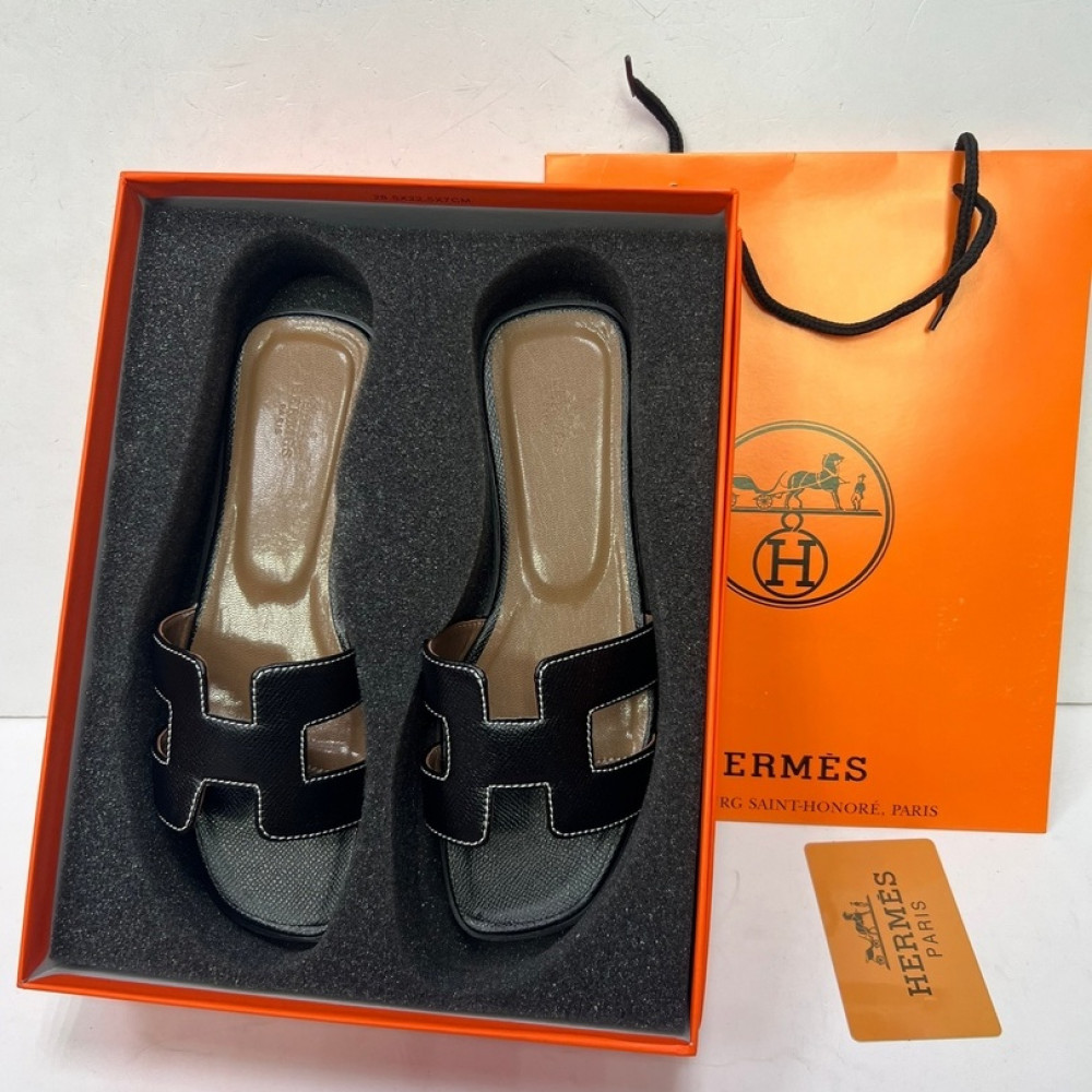 Шлепанцы Hermes Oran "Black/Brown" Шлепанцы Hermes Oran "Black/Brown"