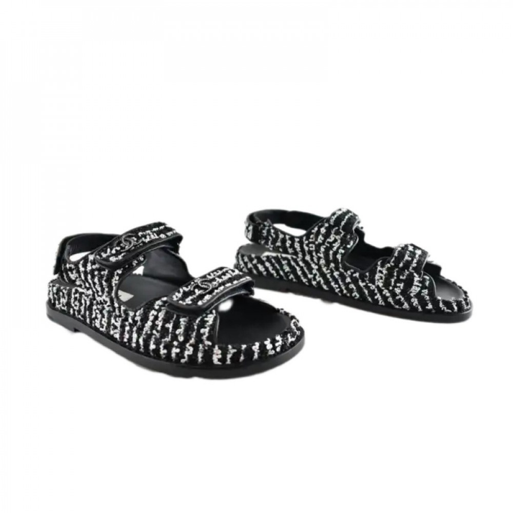 Сандалии Chanel Dad Tweed "Black/White" Сандалии Chanel Dad Tweed "Black/White"