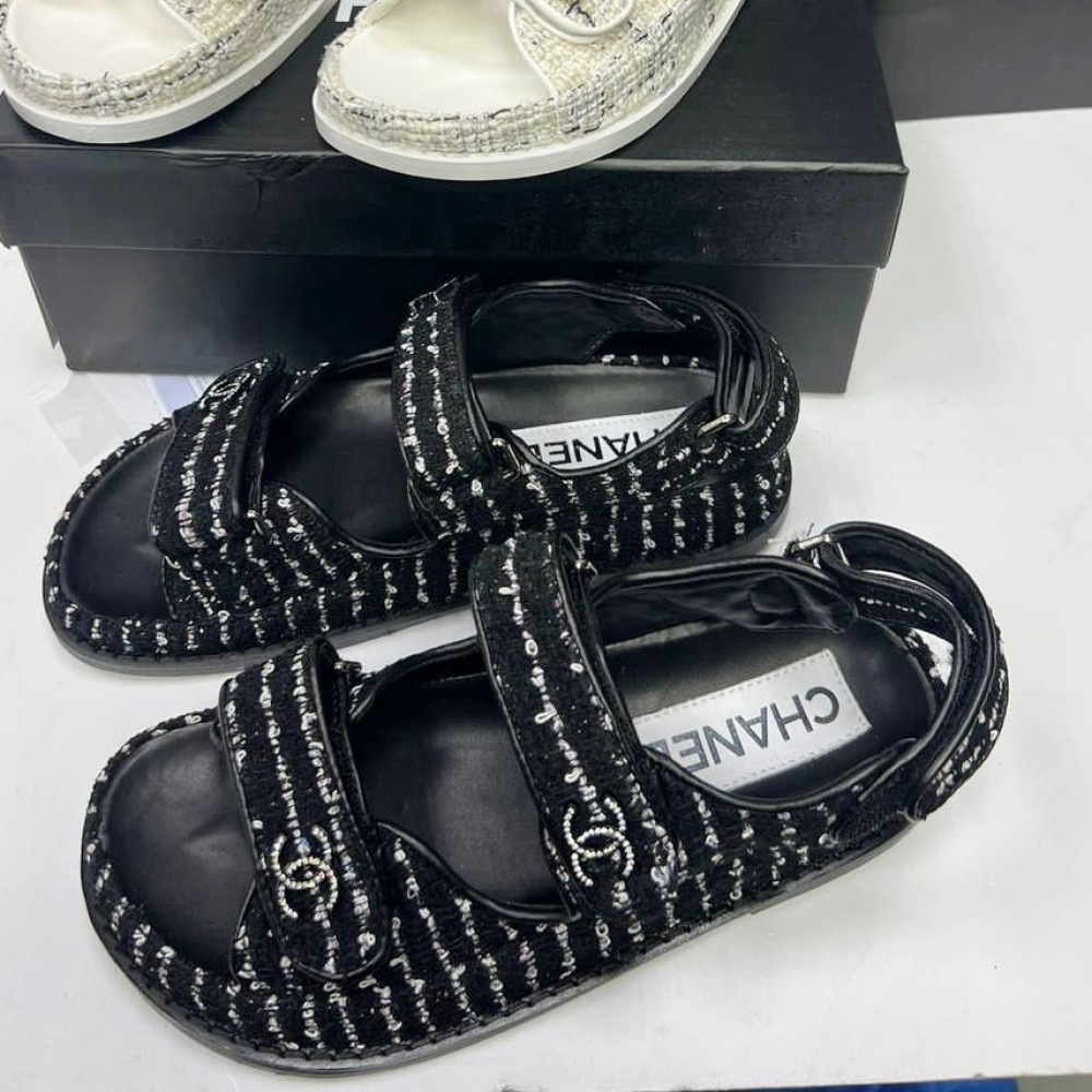 Сандалии Chanel Dad Tweed "Black/White" Сандалии Chanel Dad Tweed "Black/White"