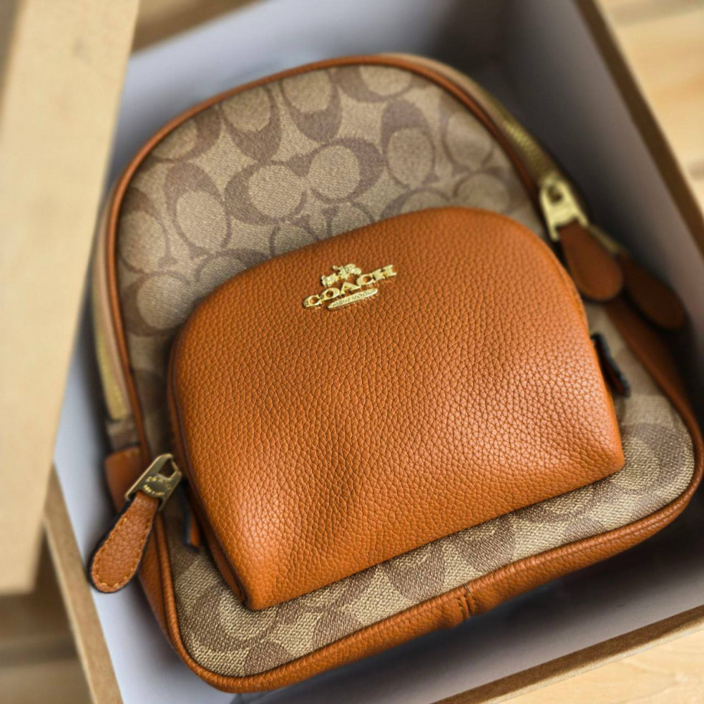 Рюкзак Coach Mini Court Backpack In Signature Canvas "Im/Khaki/Multi"