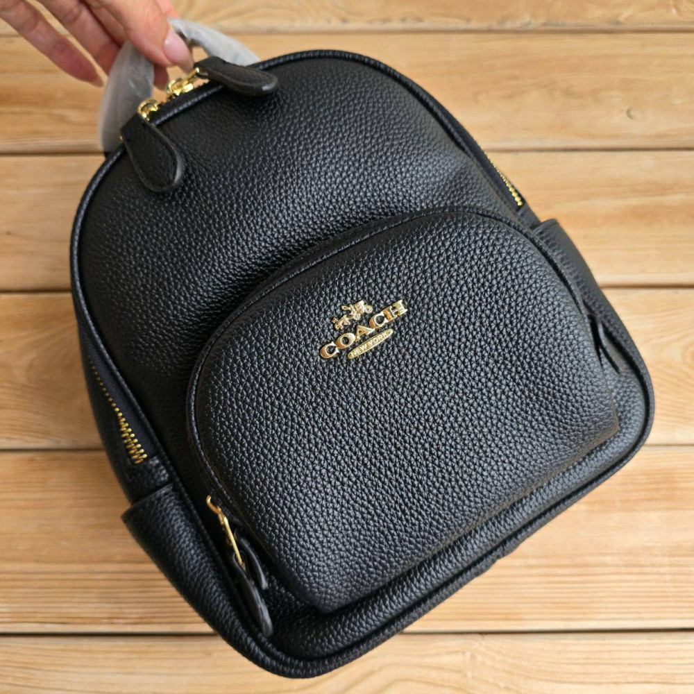 Рюкзак Coach Mini Court Backpack "Black/Gold"