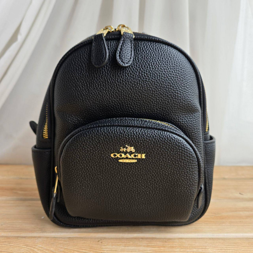 Рюкзак Coach Mini Court Backpack "Black/Gold"