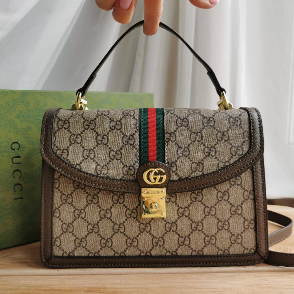 Сумка Gucci Ophidia Small Top Handle Bag With Web "Brown"