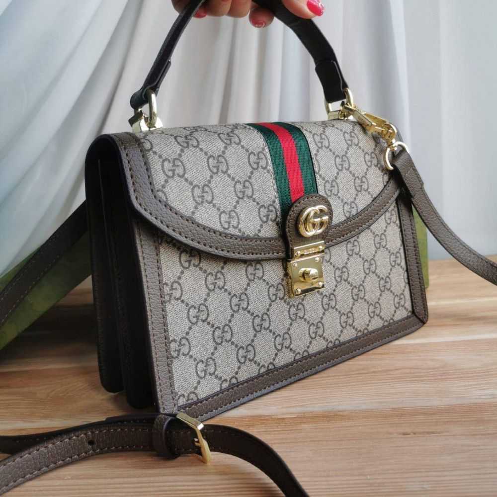 Сумка Gucci Ophidia Small Top Handle Bag With Web "Brown"