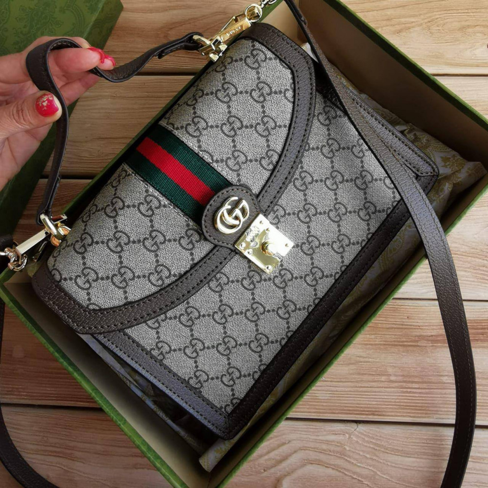 Сумка Gucci Ophidia Small Top Handle Bag With Web "Brown"