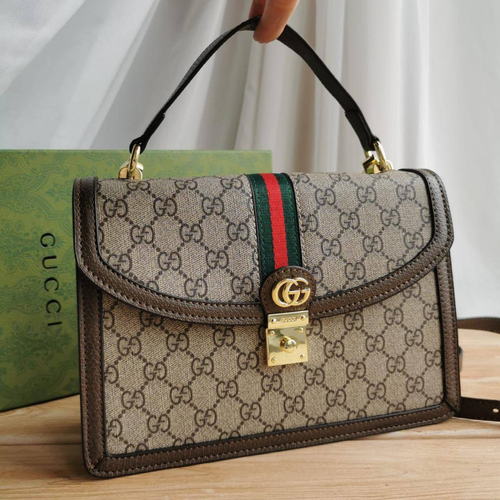 Сумка Gucci Ophidia Small Top Handle Bag With Web "Brown"
