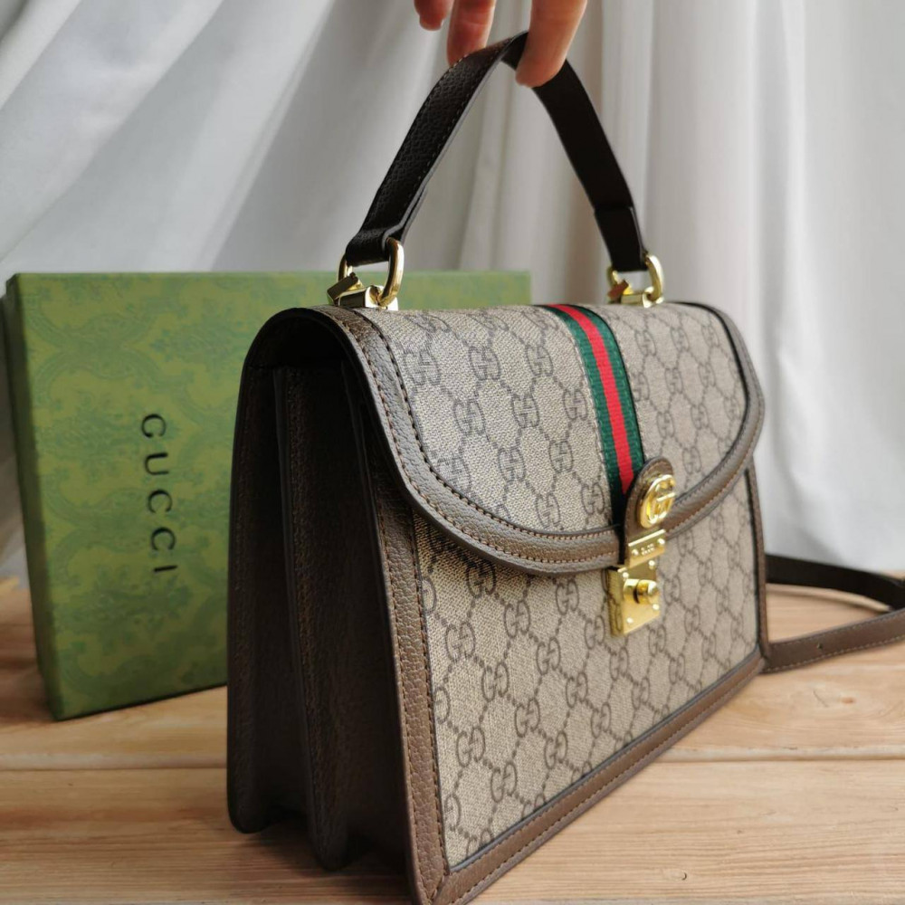 Сумка Gucci Ophidia Small Top Handle Bag With Web "Brown"