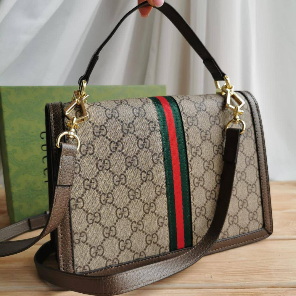 Сумка Gucci Ophidia Small Top Handle Bag With Web "Brown"